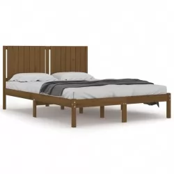 Рамка за легло меденокафява дърво масив 150x200см 5FT King Size
