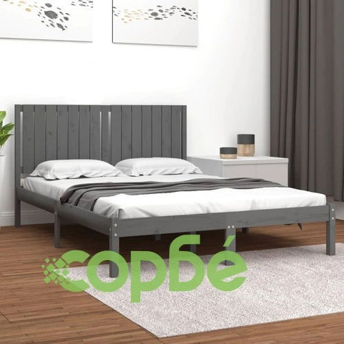 Рамка за легло, сива, бор масив, 160х200 см ➤ топ цена ➤ sorbe.bg