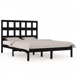 Рамка за легло, черна, бор масив, 150x200 см, 5FT King Size