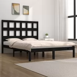 Рамка за легло, черна, бор масив, 160х200 см