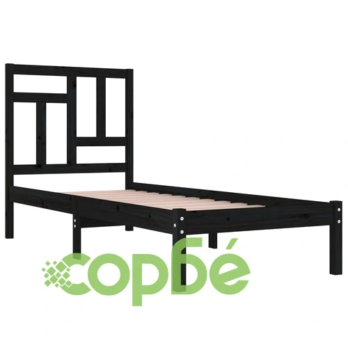 Рамка за легло, черна, бор масив, 90x190 см, Single ➤ топ цена ➤ sorbe.bg