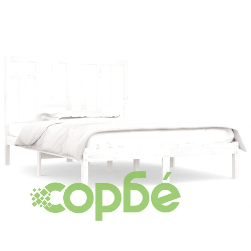 Рамка за легло без матрак, бял, 140x190 см, бор масив ➤ топ цена ➤ sorbe.bg