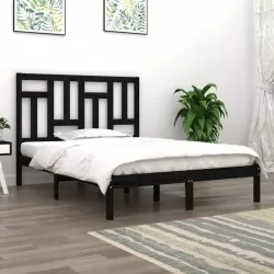 Рамка за легло, черна, бор масив, 200x200 см