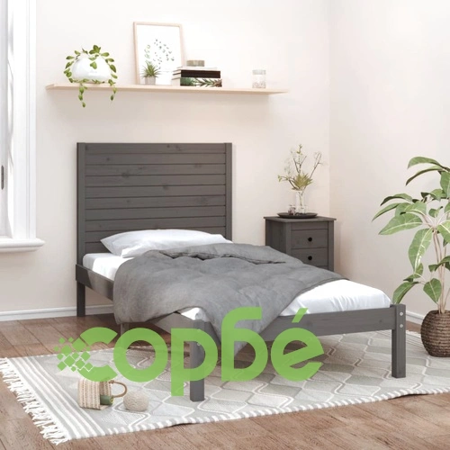 Рамка за легло, сива, дърво масив, 100х200 см ➤ топ цена ➤ sorbe.bg