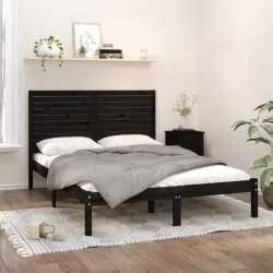 Рамка за легло, черна, дърво масив, 140х190 см