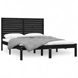 Рамка за легло, черна, дърво масив, 160х200 см