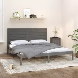 Рамка за легло, сива, дърво масив, 200х200 см