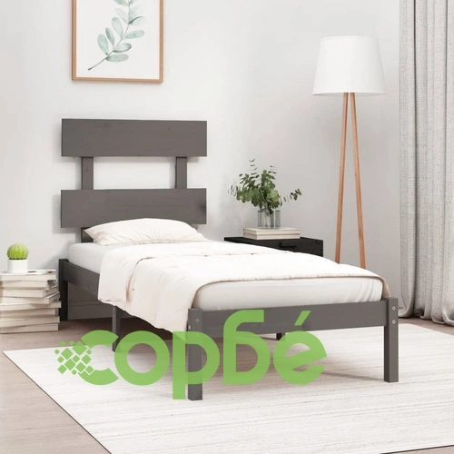 Рамка за легло, сива, дърво масив, 90х200 см ➤ топ цена ➤ sorbe.bg