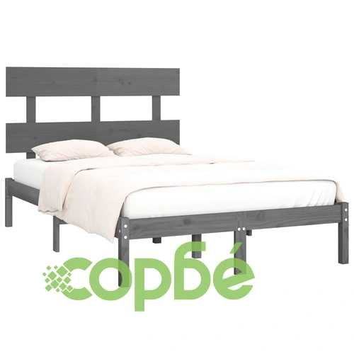 Рамка за легло, сива, дърво масив, 140x200 см ➤ топ цена ➤ sorbe.bg
