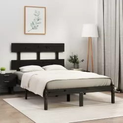 Рамка за легло, черна, дърво масив, 160х200 см