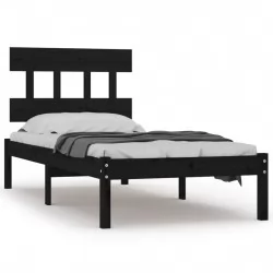 Рамка за легло, черна, дърво масив, 90x190 см, 3FT6 Single
