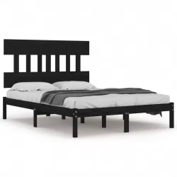 Рамка за легло, черна, дърво масив, 120х200 см