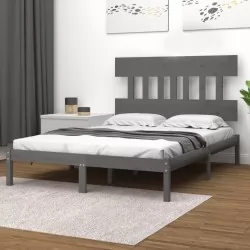 Рамка за легло, сива, дърво масив, 160х200 см