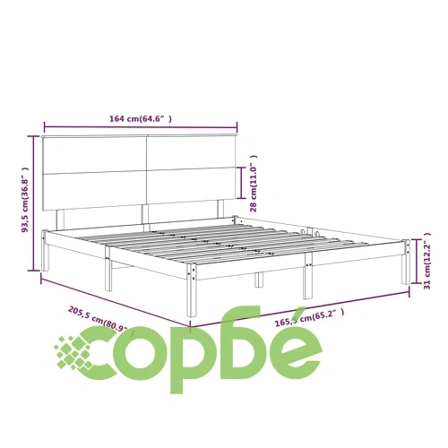 Рамка за легло без матрак, 160x200 см, масивна чамова дървесина ➤ топ цена ➤ sorbe.bg