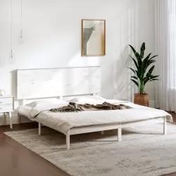 Рамка за легло, бяла, масивно дърво, 180x200 см, 6FT Super King