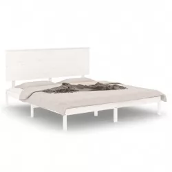 Рамка за легло, бяла, бор масив, 200x200 см