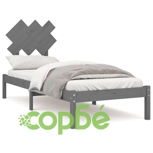 рамка за легло сива 75x190 см Small Single дърво масив ➤ топ цена ➤ sorbe.bg