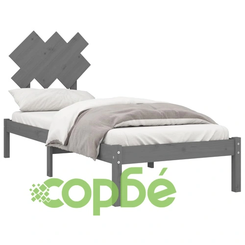 рамка за легло сива 75x190 см Small Single дърво масив ➤ топ цена ➤ sorbe.bg