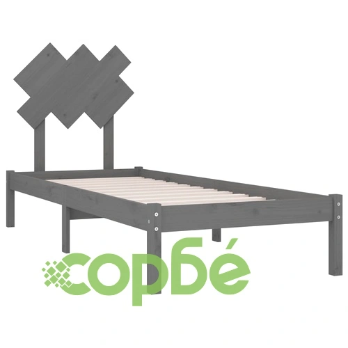 рамка за легло сива 75x190 см Small Single дърво масив ➤ топ цена ➤ sorbe.bg