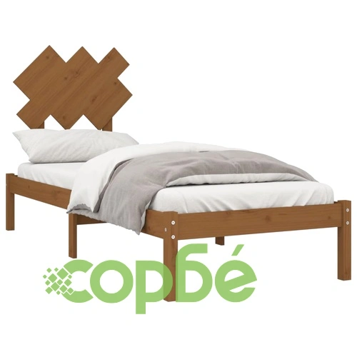 Рамка за легло меденокафява 75x190 см Small Single дърво масив ➤ топ цена ➤ sorbe.bg