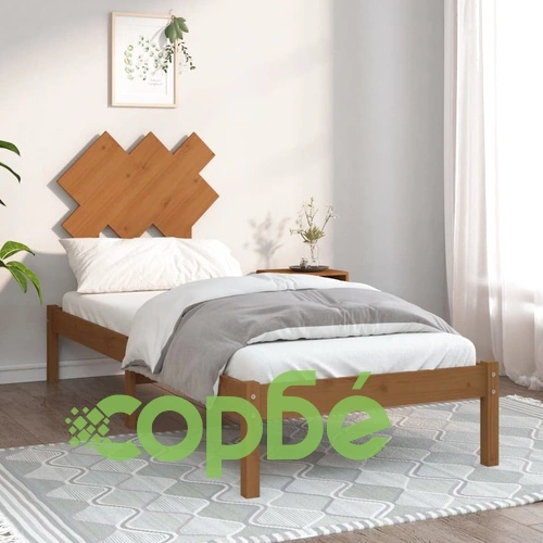 Рамка за легло меденокафява 75x190 см Small Single дърво масив ➤ топ цена ➤ sorbe.bg