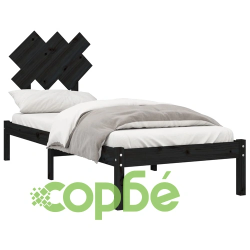 рамка за легло черна 75x190 см Small Single дърво масив ➤ топ цена ➤ sorbe.bg
