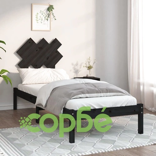 рамка за легло черна 75x190 см Small Single дърво масив ➤ топ цена ➤ sorbe.bg