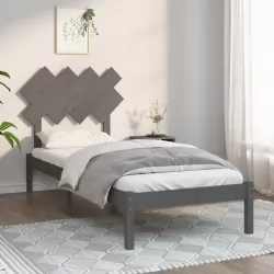 Рамка за легло, сива, масивно дърво, 90x200 см