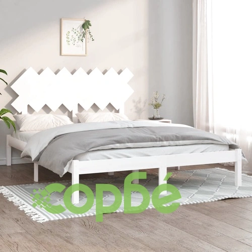 рамка за легло бяло 150x200 см King Size масивно дърво ➤ топ цена ➤ sorbe.bg