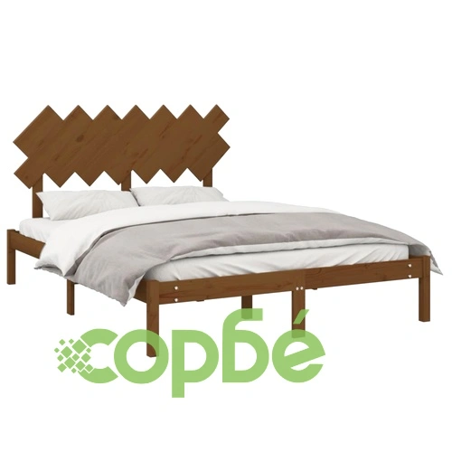 Рамка за легло меденокафяво 150x200 cм King Size дърво масив ➤ топ цена ➤ sorbe.bg