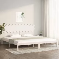 Рамка за легло, бяло, 200x200 см, масивно дърво
