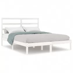 Рамка за легло, бяла, бор масив, 140x200 см