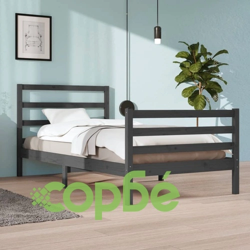 Рамка за легло, сива, бор масив, 100х200 см ➤ топ цена ➤ sorbe.bg