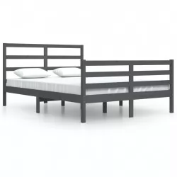 Рамка за легло, сива, бор масив, 140x200 см
