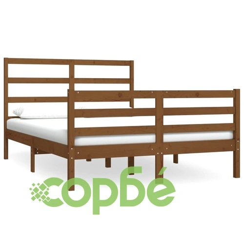 Рамка за легло меденокафява бор масив 150x200 cм King Size ➤ топ цена ➤ sorbe.bg