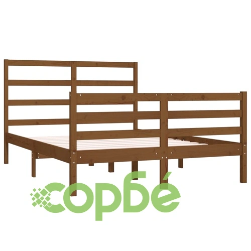Рамка за легло меденокафява бор масив 150x200 cм King Size ➤ топ цена ➤ sorbe.bg