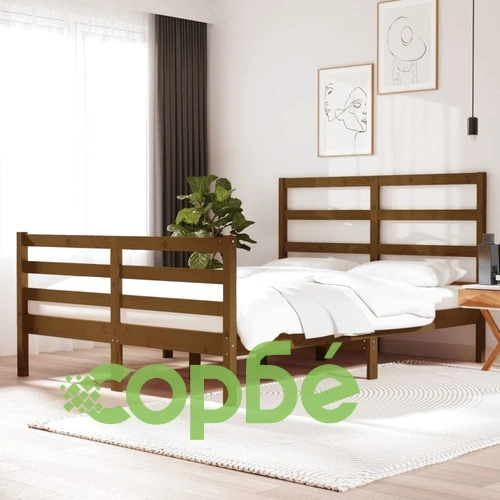 Рамка за легло меденокафява бор масив 150x200 cм King Size ➤ топ цена ➤ sorbe.bg