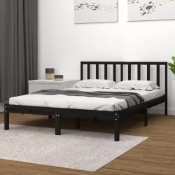 Рамка за легло, черна, бор масив, 140х190 см