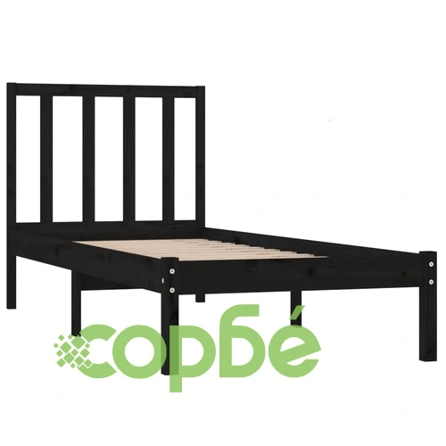 Рамка за легло, черна, бор масив, 90х200 см ➤ топ цена ➤ sorbe.bg