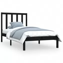 Рамка за легло, черна, бор масив, 90х200 см