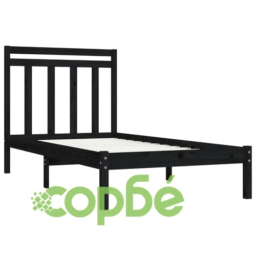 Рамка за легло черна масивно дърво 75x190 см Small Single ➤ топ цена ➤ sorbe.bg