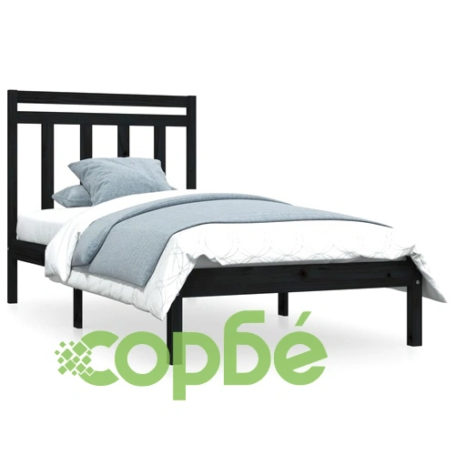 Рамка за легло, черна, дърво масив, 90х200 см ➤ топ цена ➤ sorbe.bg