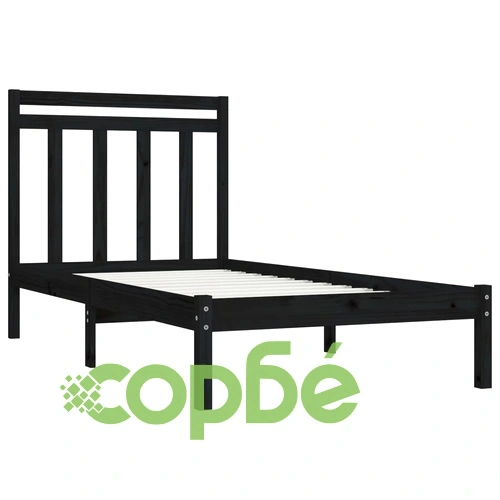 Рамка за легло, черна, дърво масив, 90х200 см ➤ топ цена ➤ sorbe.bg