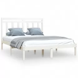 Рамка за легло, бяла, дърво масив, 120x200 см