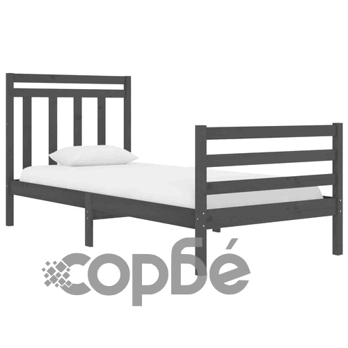 Рамка за легло, сива, дърво масив, 75x190 см, Small Single ➤ топ цена ➤ sorbe.bg