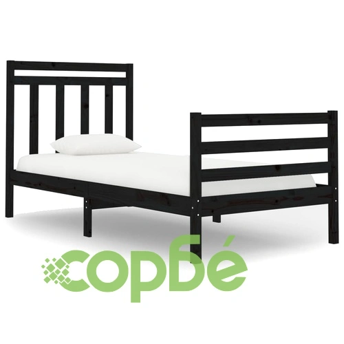 Рамка за легло черна масивно дърво 75x190 см Small Single ➤ топ цена ➤ sorbe.bg
