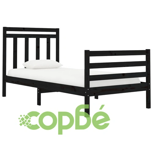 Рамка за легло черна масивно дърво 75x190 см Small Single ➤ топ цена ➤ sorbe.bg