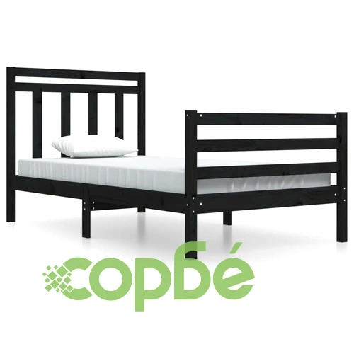 Рамка за легло, черна, дърво масив, 100х200 см ➤ топ цена ➤ sorbe.bg