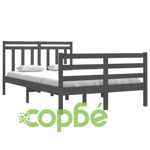 Рамка за легло, сива, масивно дърво, 120х200 см ➤ топ цена ➤ sorbe.bg