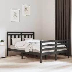Рамка за легло, сива, дърво масив, 140x200 см